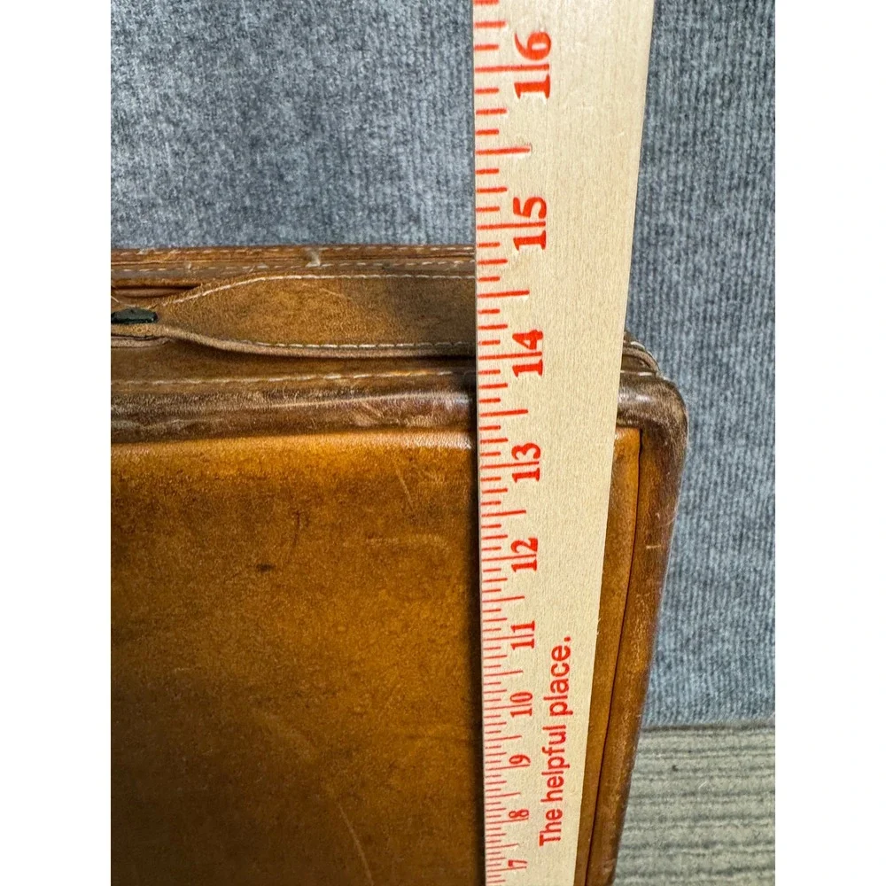 Hartmann Luggage Vintage Tan Belting Leather Briefcase Attache Brass Lock Case